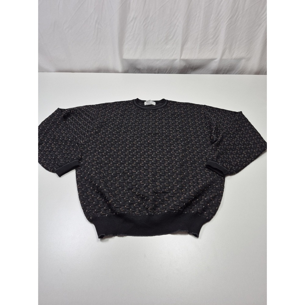 Vintage Tricots St Raphael Sweater Mens XL Gray Wool Geometric Knit Pullover